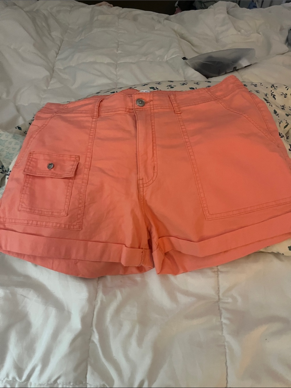 Time and Tru Coral Cargo Cuffed Shorts